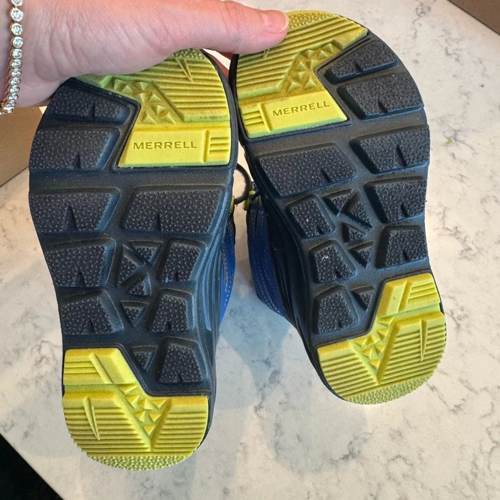 Merrell Kids Blue and Neon Yellow Waterproof Snow Boots
